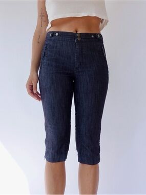 Dark Wash Denim Crop Capris